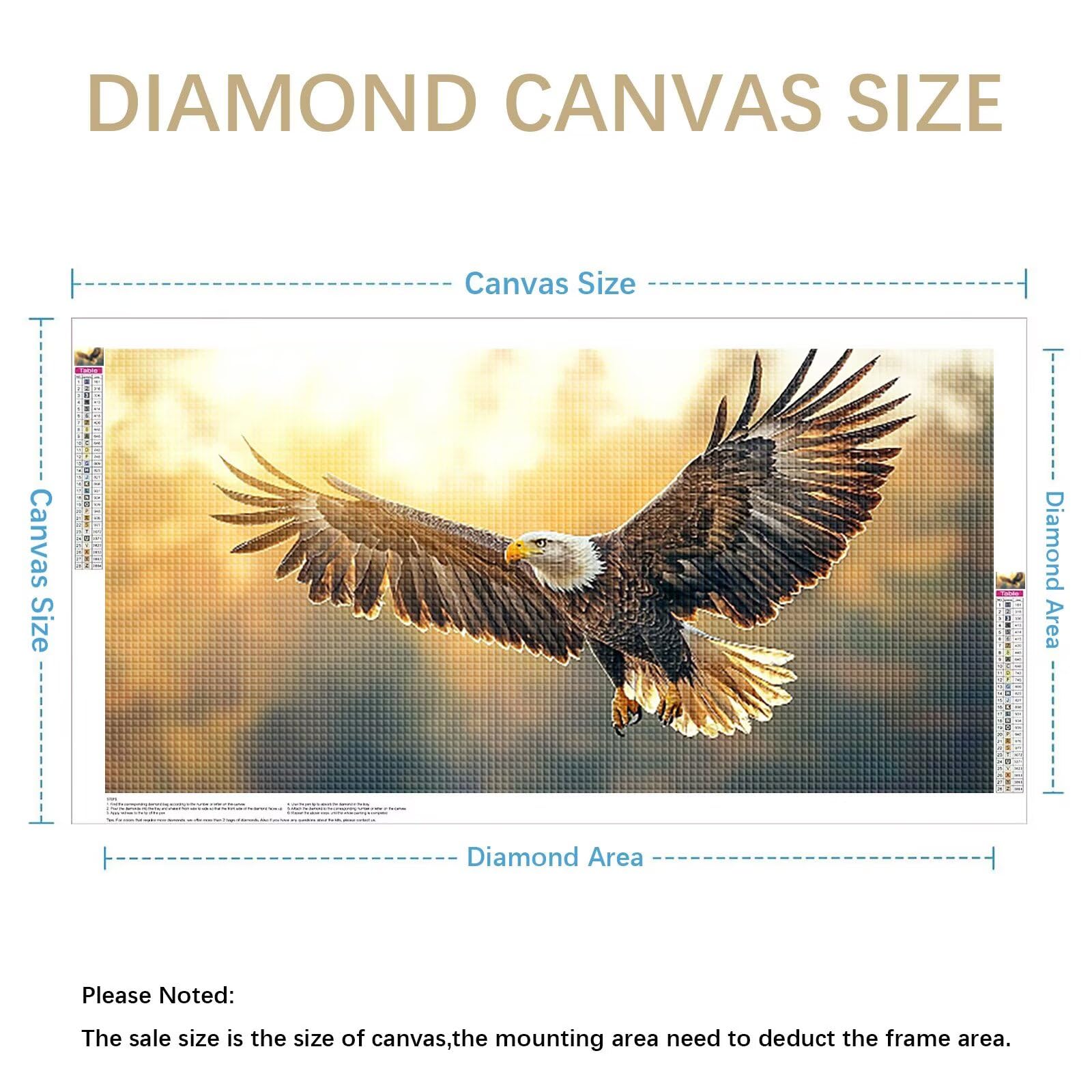 Diamond Painting Grande 200x100cm Animal Diamond Painting Adultos, DIY Águila Pintura de Diamante Manualidades Adultos, 5D Cuadrado Rhinestone Bordado Punto de Cruz Art para Home Decoration 0J-895