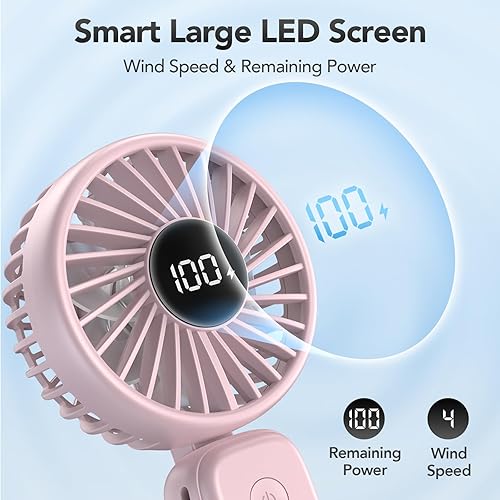 Miniatura 3 de PANERGY Ventilador de mano plegable, ventiladores de mano recargables de 5000 mAh con potente refrigeración, 4 velocidades, pantalla LED, ventilador