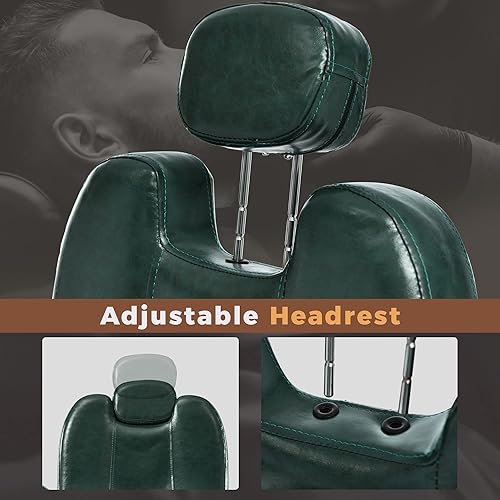 Vista 4 de Silla de peluquería reclinable de lujo con bomba de alta resistencia, asiento extra ancho y bomba hidráulica de alta resistencia para salón