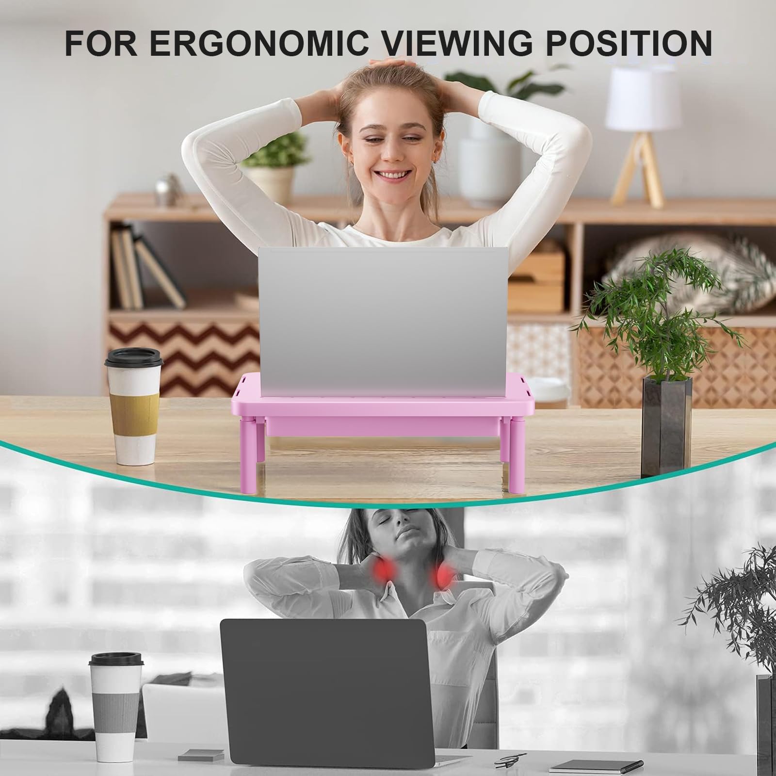 WALI Computer Monitor Stand with Storage, Monitor Riser 3 Height Adjustable view 5