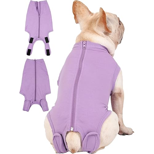 Dog Surgery Recovery Suit - After Spay, Abdominal Wounds Post Surgical Recovery, Anti Licking Breathable Dog Onesies for Small, Medium & Large Pet, Alternative Bandages Cone E-Collar