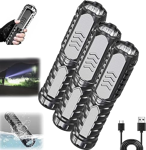 Tobiue Linterna recargable multifuncional, linterna recargable multifuncional alemana, mini linterna multifuncional de luz fuerte, linterna