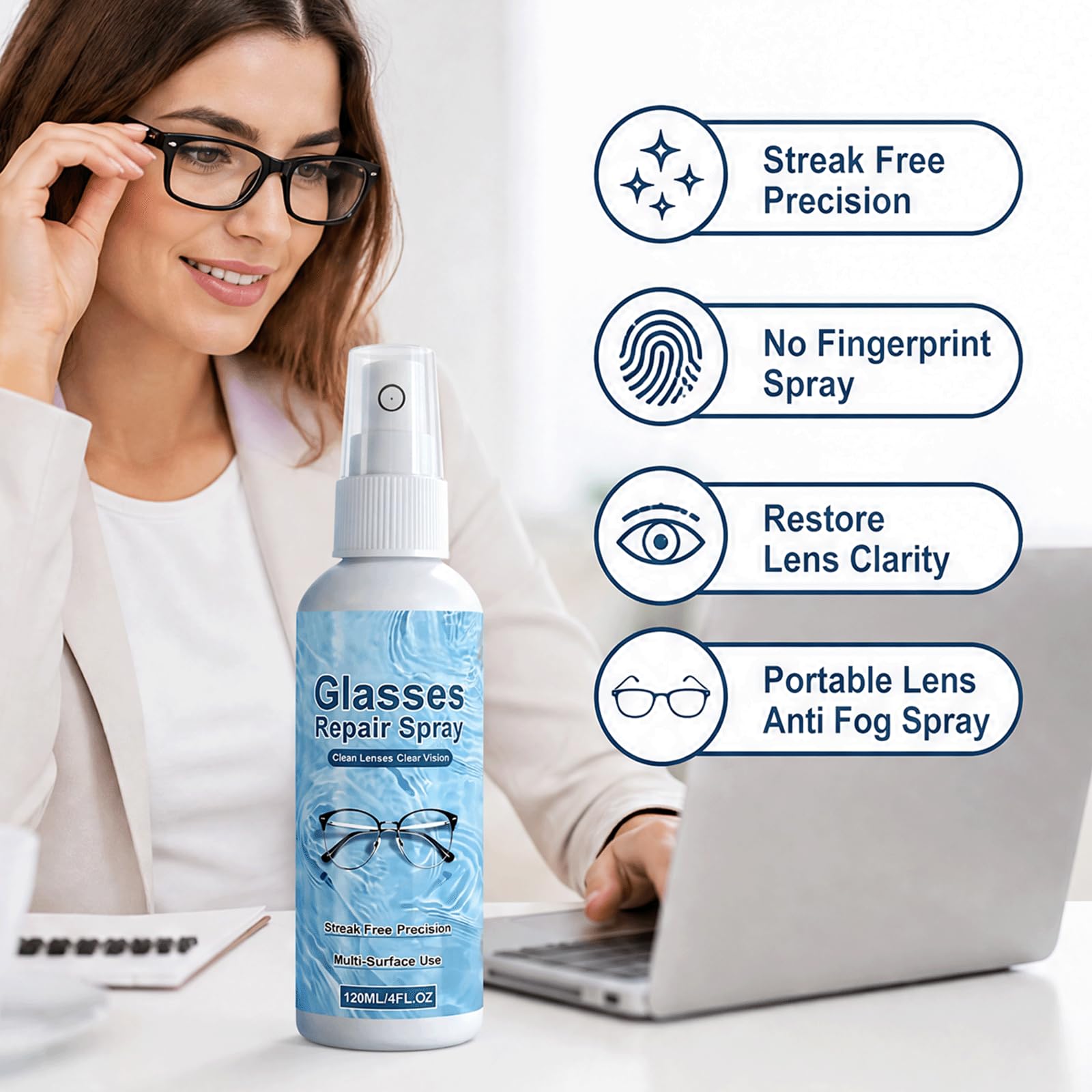 Expert Lens Scratch Remover Spray & Cleaner, kleinere Kratzer Reparatur, schnell trocknende streifenfreie rückstandsfreie Formel, tragbare Linse Anti Fog Spray (5PCS)