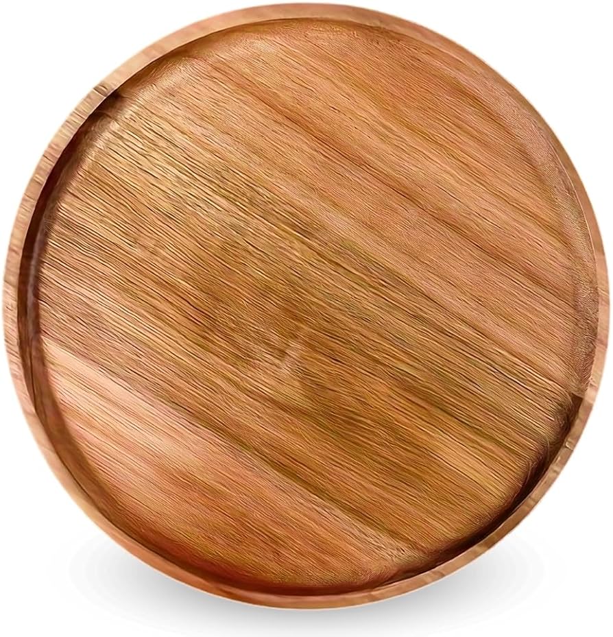 Amazon｜【古き良きデザイン】Chicer 木製お盆 20cm 丸型トレイ