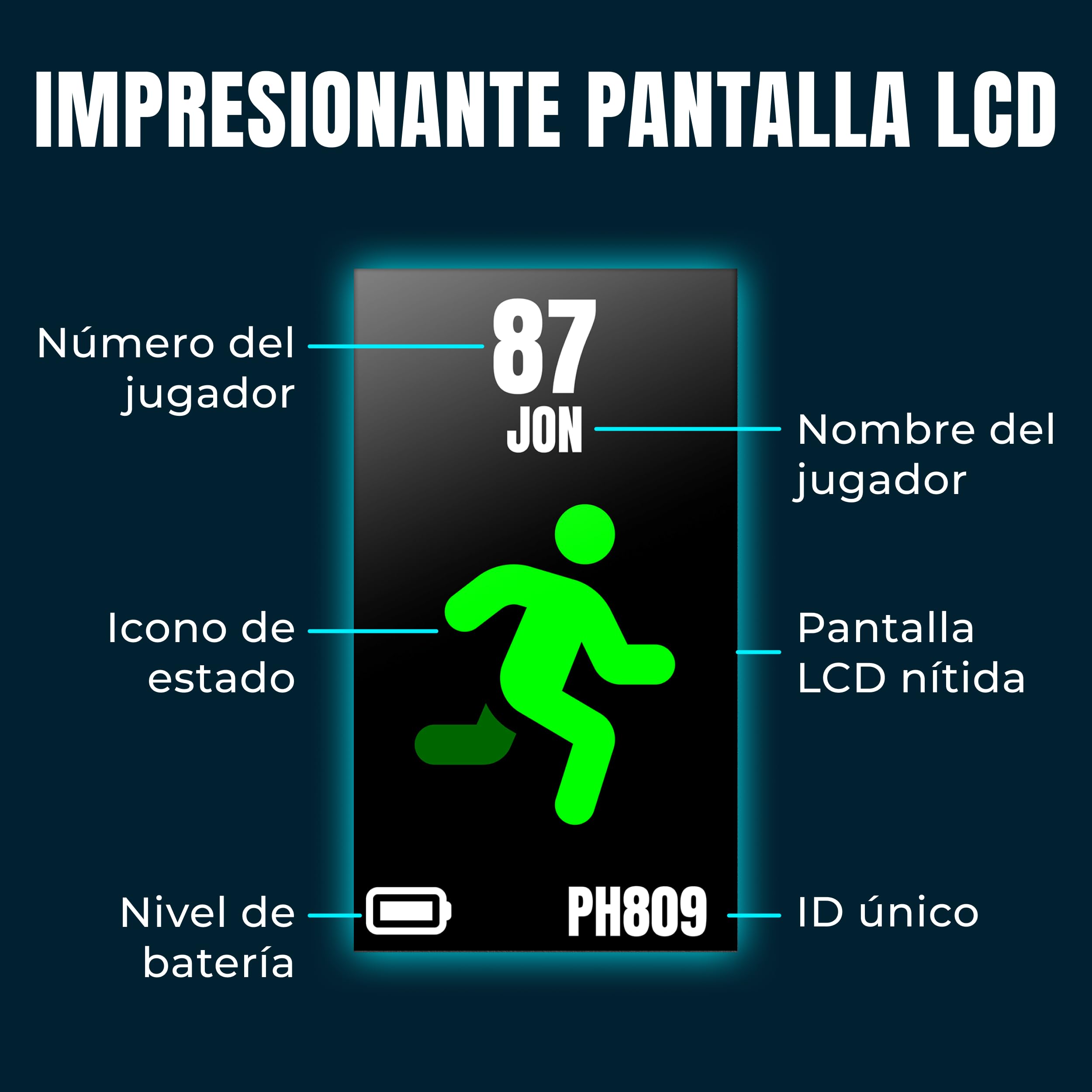 Rastreador de Jugadores con Chaleco - Tracker Deportivo con 18 Métricas - Suscripción 60 Días - Accesorios para Fútbol, Rugby y Hockey (M)