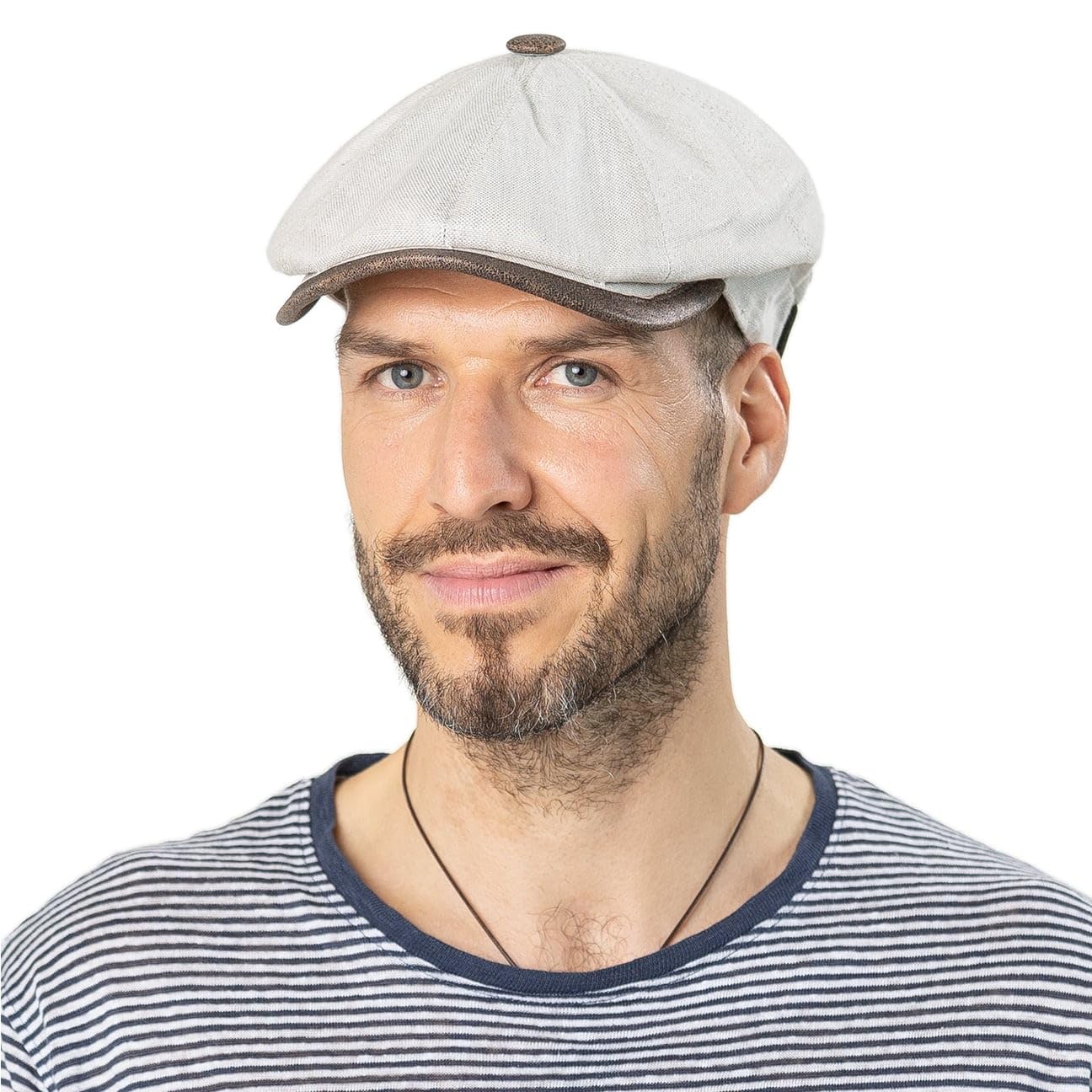 Lierys City Leather Piping Linen Cap Kobiety/Mężczyźni | Wyprodukowano we Włoszech