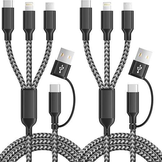 MPATIBY TXX4IN2 5-in-1 Nylon Braided 10ft Cable 2-Pack