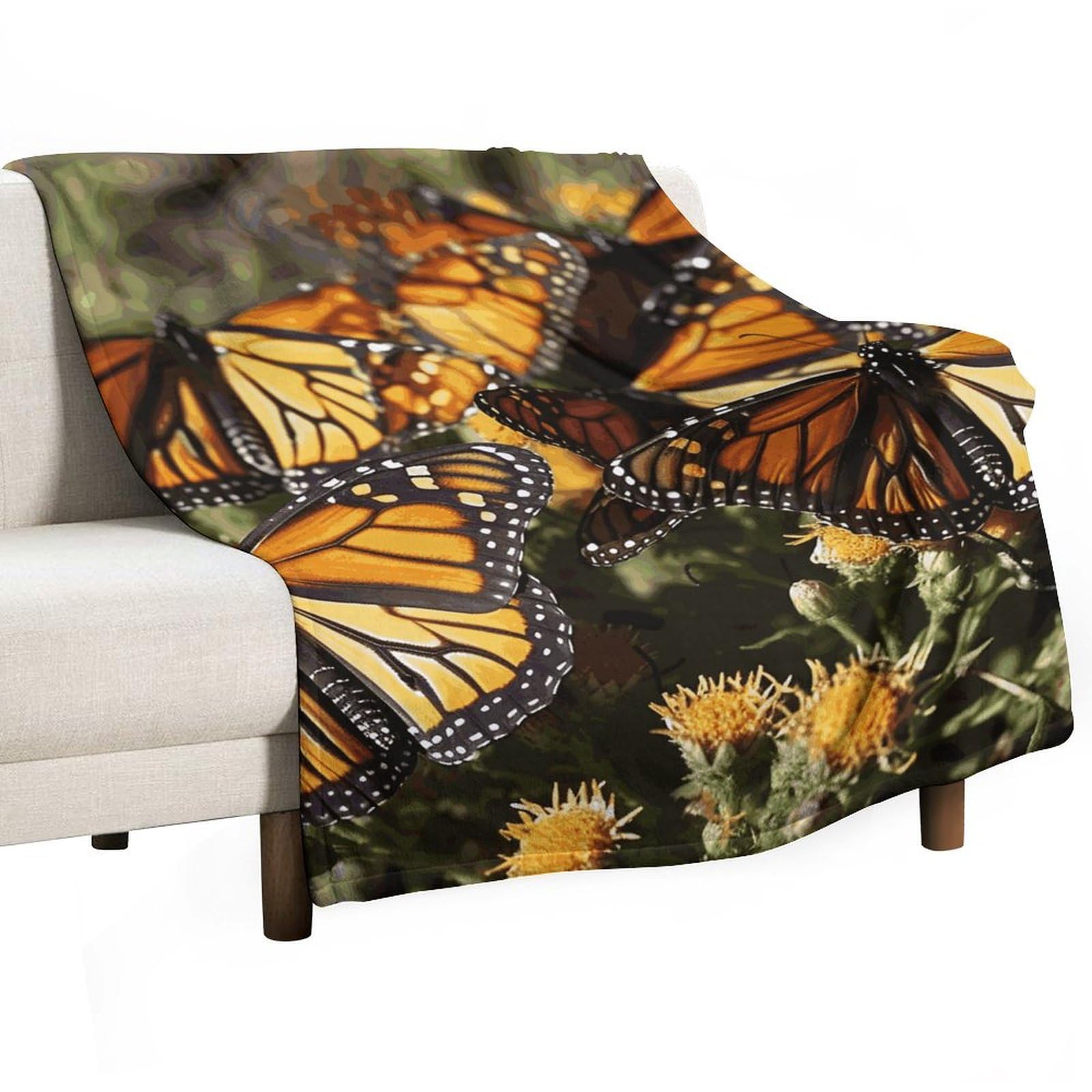Couverture flanelle douce de qualité supérieure motif papillon monarque grand lit