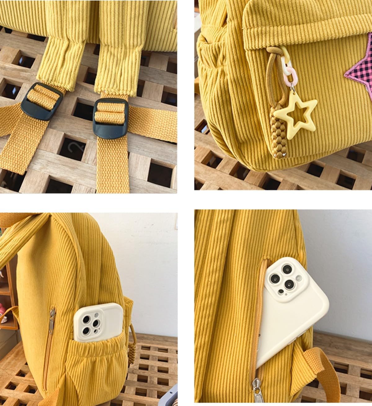 Star Backpack Kawaii Large Capacity Aesthetic Rucksack Cute Accessories Bag for Woman Light-hearted Mori (Green,Large) - Image 7