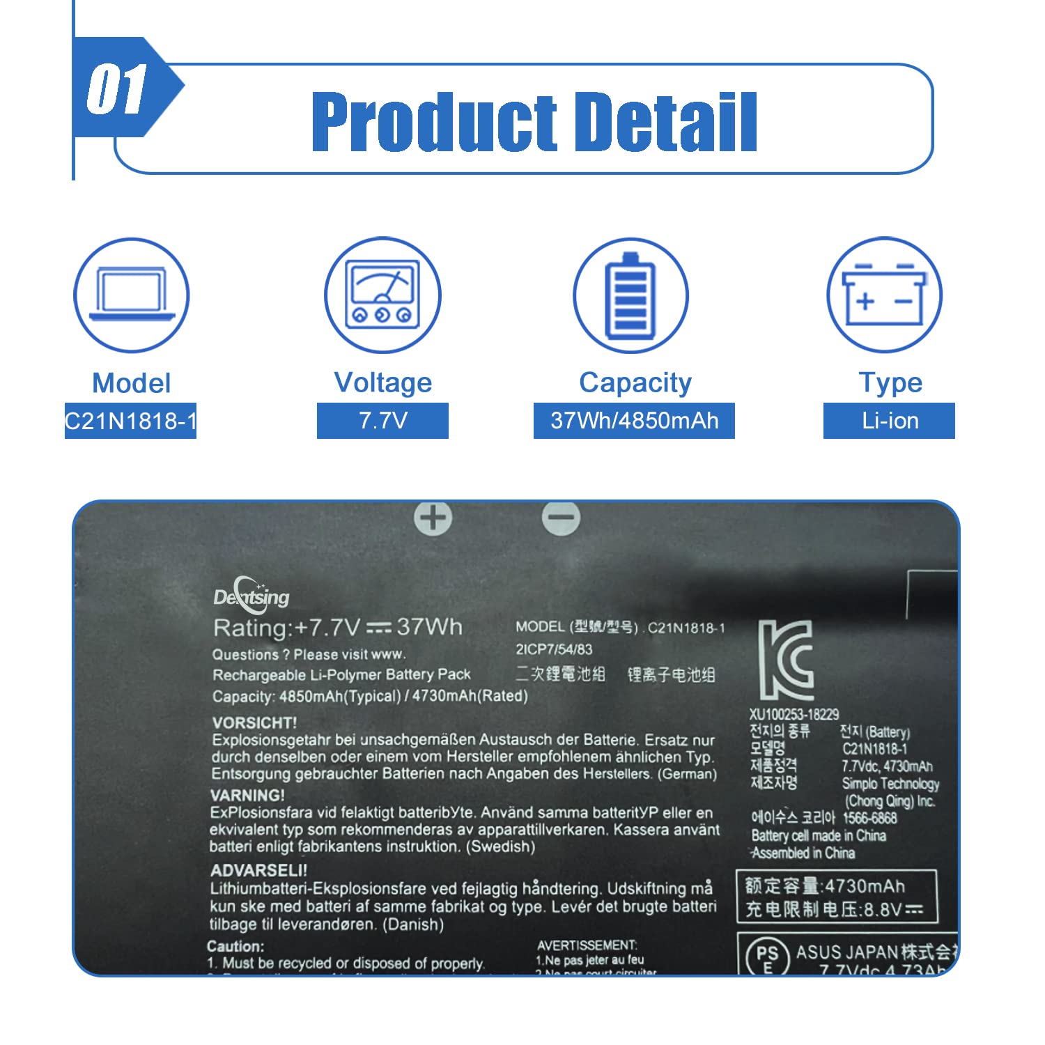 Batteria C21N1818-1 Per Asus VivoBook 15 - Compatibile Con Modelli F512, X512, S512, 37Wh - Foto 5