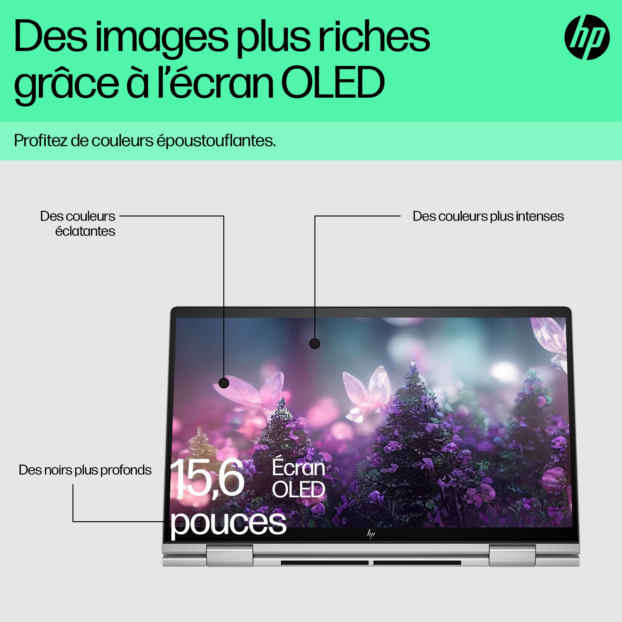 HP Envy x360 15-fe0000sf, Portable Convertible, Intel Core i7 1355U, 16 Go RAM, 512 Go SSD, Nvidia RTX 3050 4 Go, Écran 15.6" FHD OLED, Windows 11, Ordinateur Portable, Clavier AZERTY, Argent