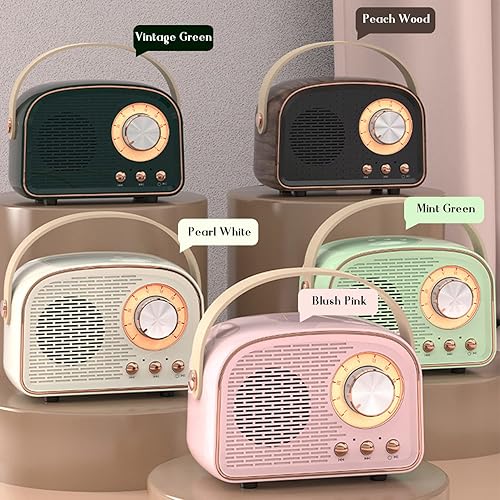 Miniatura 9 de SpringFlora Altavoz Bluetooth retro bonito mini altavoz con radio FM altavoz inalámbrico portátil con TWS para el hogar y viajes al aire libre