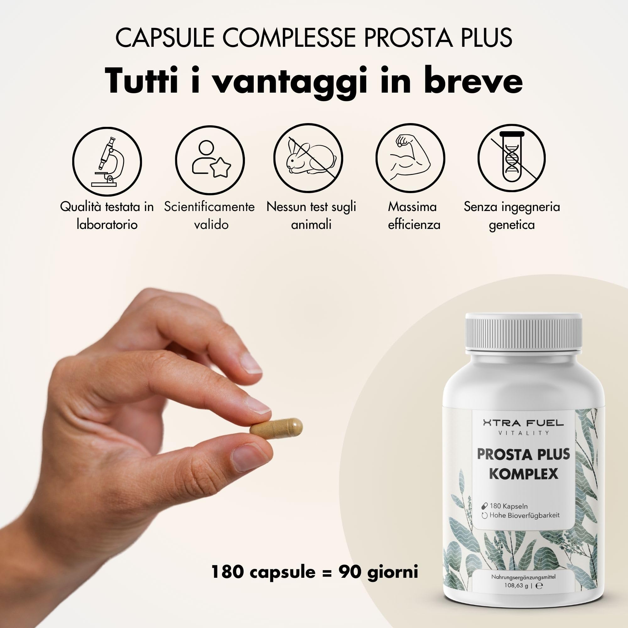 Prosta Plus Complex - 180 capsule ad alto dosaggio per la prostata - formula unica di semi di zucca, saw palmetto ed estratto di radice di ortica con zinco, vitamina E e selenio