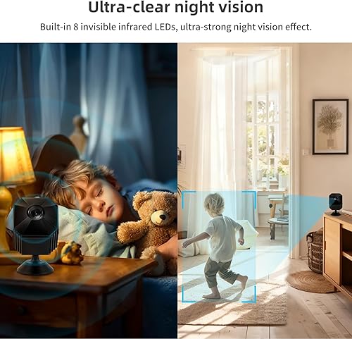 Miniatura 8 de Mini cámara espía WiFi mejorada 2025, cámara oculta, pequeña cámara inalámbrica para niñera real 1080P con visión nocturna para seguridad interior,