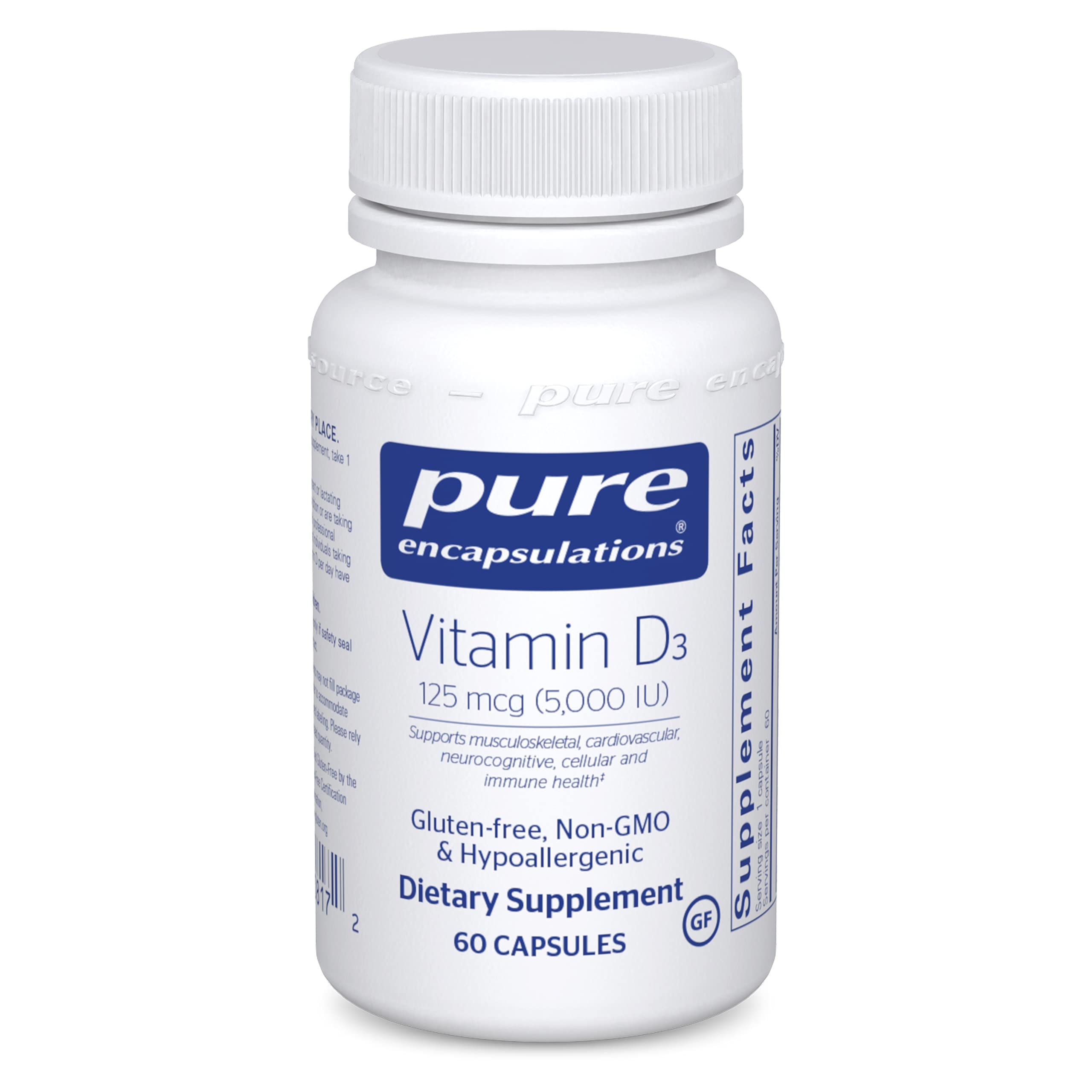 Pure Encapsulations Vitamin D3 125 mcg (5,000 IU) | Supplement to Support Bone, Joint, Breast, Prostate, Heart, Colon and ...