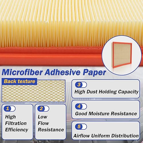 Miniatura 3 de CA7440 Filtro de aire de motor para INFINITI QX56 NISSAN Armada Frontier NV1500 NV2500 NV3500 Pathfinder Titan Xterra Jeep Grand Cherokee SUZUKI