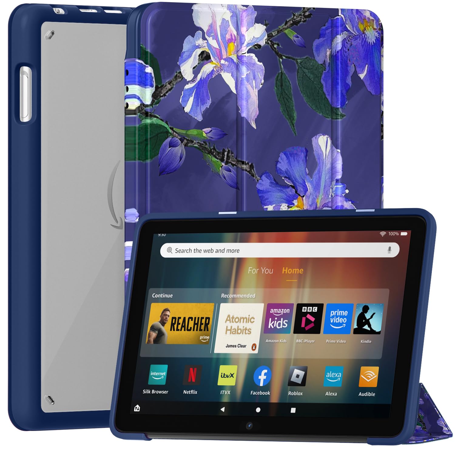 Dreifach Faltbare Tablet Hülle für 8 Zoll Tablets, Passt Nicht für 8 Zoll TCL Onn Tablets, Patamiyar Schlanke Leichte Smart Standhülle mit Auto Schlaf/Wach -Iris