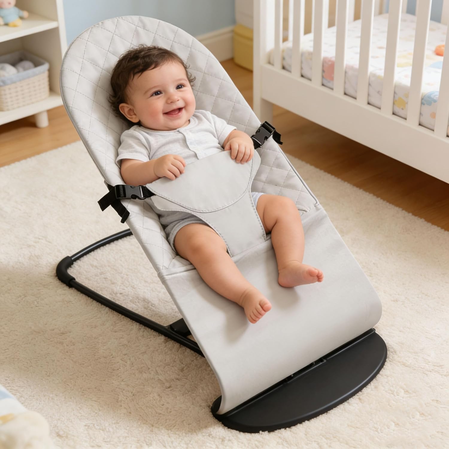 Fabric Seat for Bouncer - for BabyBjorn Replacement Cover Compatible with BabyBjörn Bouncer Bliss, Soft Breathable Machine Washable (Beige, Only Seat Cover)