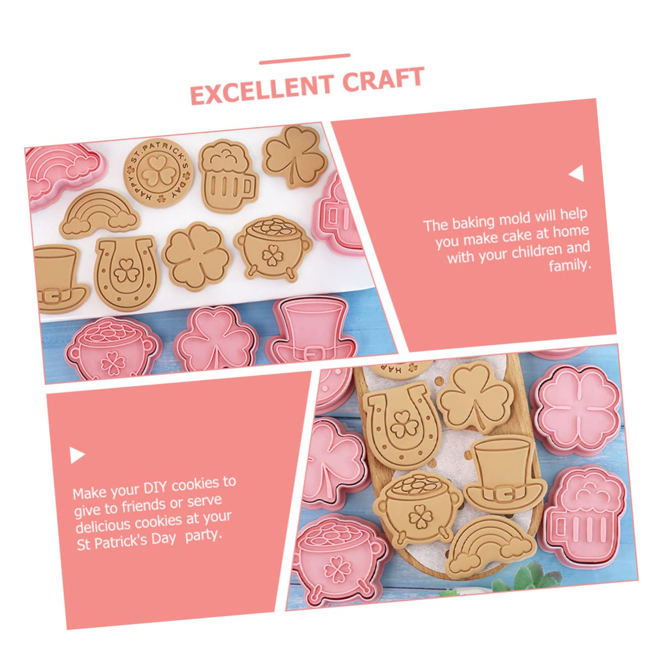 Ciieeo 4 Juegos Herramienta De Troquelado Moldes Para Galletas Del Día De San Patricio Moldes Para Hornear Con Forma De Galletas Cortadores De Galletas Pequeños Máquina Para 8 Uds * 4