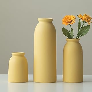 27 Yellow Ceramic Vase Decor Ideas That Radiate Warmth 58 Ceramic Vase Set-3, Small Flower Vases for Decor, Modern Boho Farmhouse ...