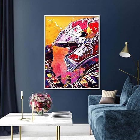 Amazon マックスフェルスタッペン 2 ピクチャープリントキャンバスウォールアートリビングルーム用絵画寝室の壁画モダンな家の装飾壁掛け絵画 ウォールステッカー オンライン通販