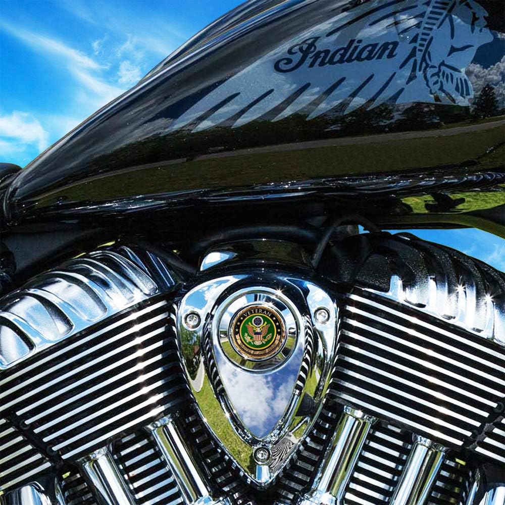 MotorDog69 Indian Horn Cover Coin Mount Set with Army Veteran for Chieftain, Chief Classic, Chief Vintage, Dark Horse, Roadmaster, Scout