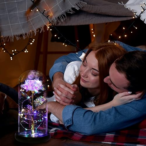 Miniatura 6 de Regalos de mujer para mamá de hija, rosa galaxia iluminada, rosa artificial, regalo de rosa de la Bella y la Bestia, regalos de cumpleaños para