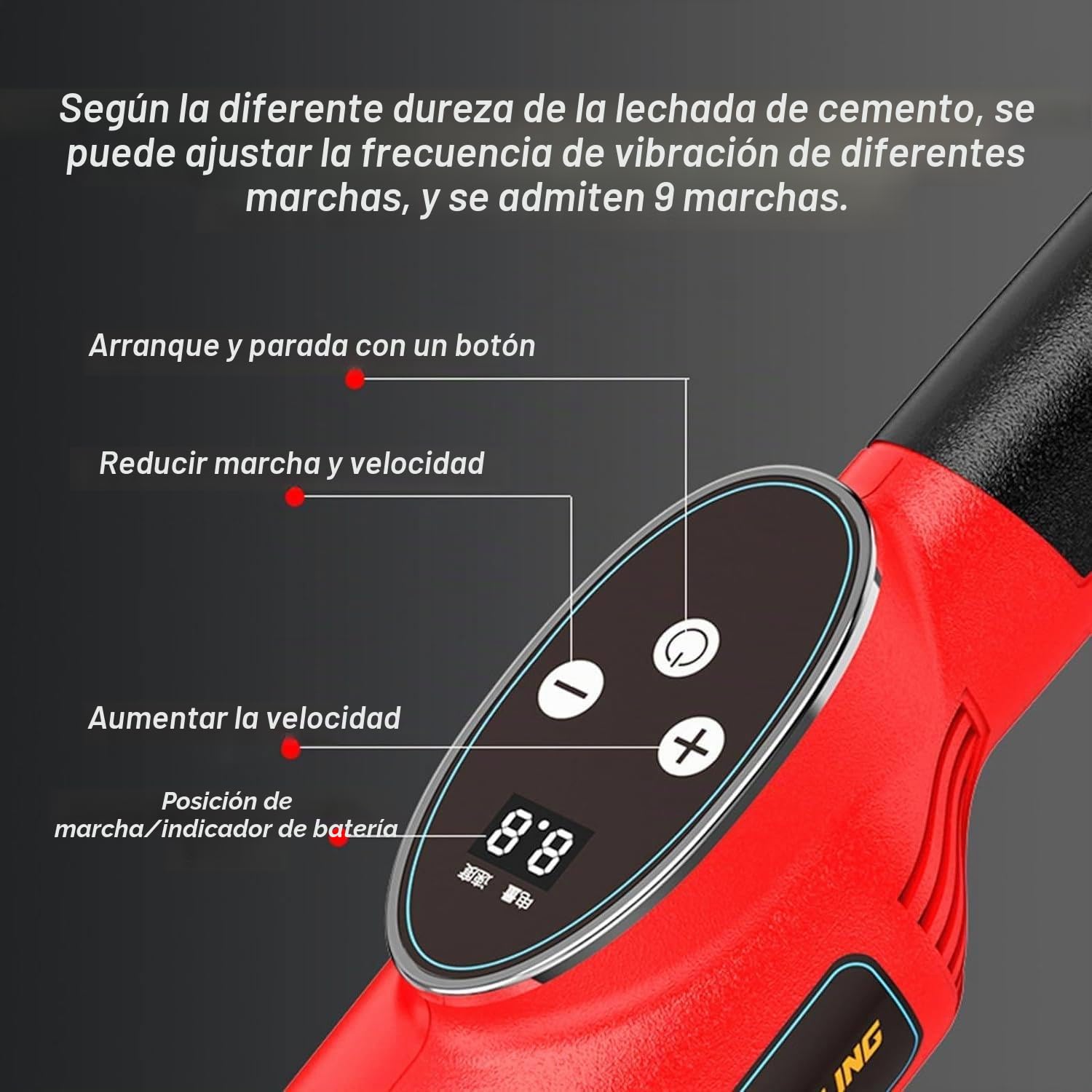 Herramienta de vibración de Regla eléctrica Mejorada de 150 CM/180 CM para procesamiento de concreto, 6000 RPM, Herramienta vibratoria de Acabado de concreto, con batería de 2 * 25000mA,1.5m