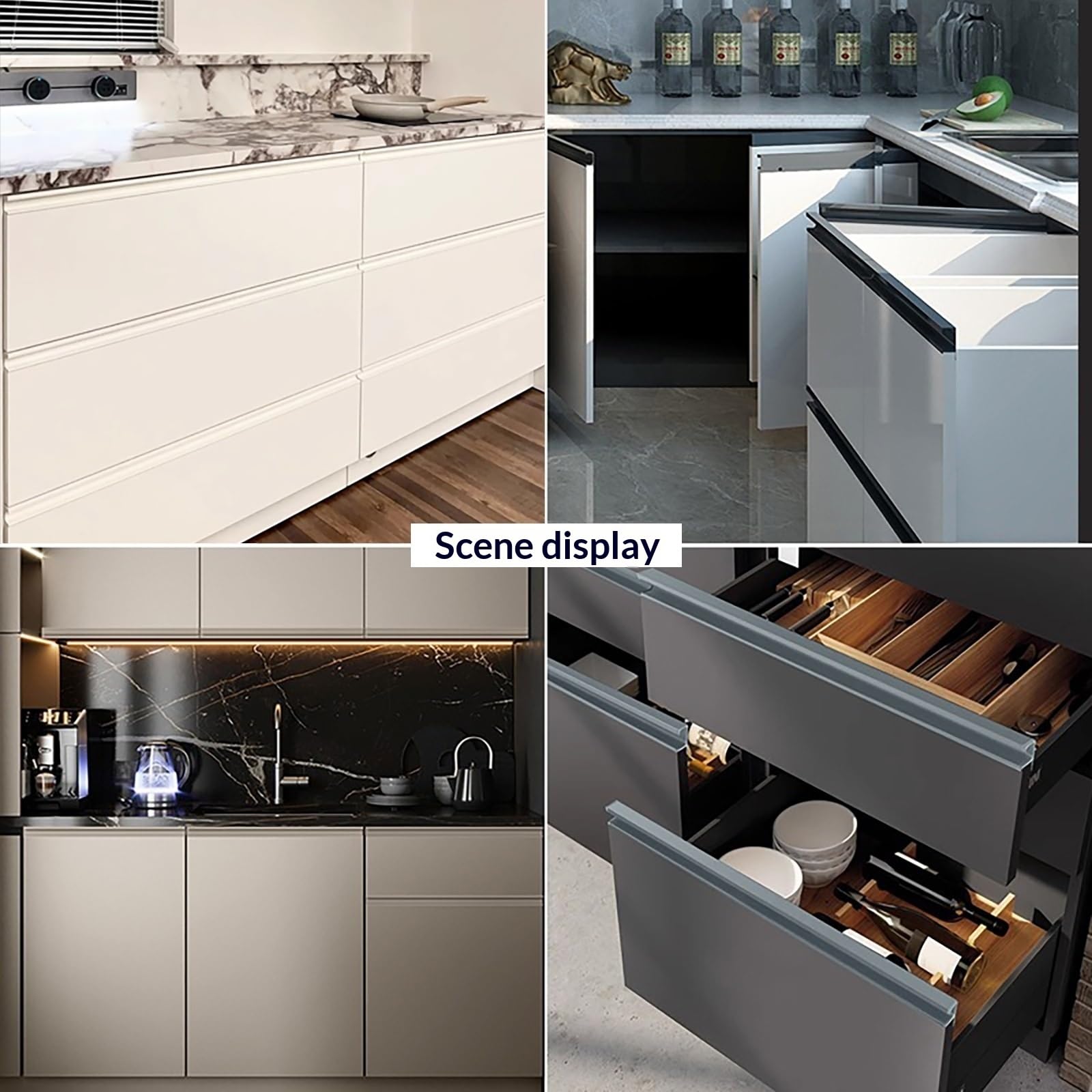 Maniglie per armadi da cucina, confezione da 3 maniglie in lega di alluminio, per mobili, armadi, cassetti, ideali per cucine moderne, bagni e mobili personalizzati (nero, L: 100 cm)