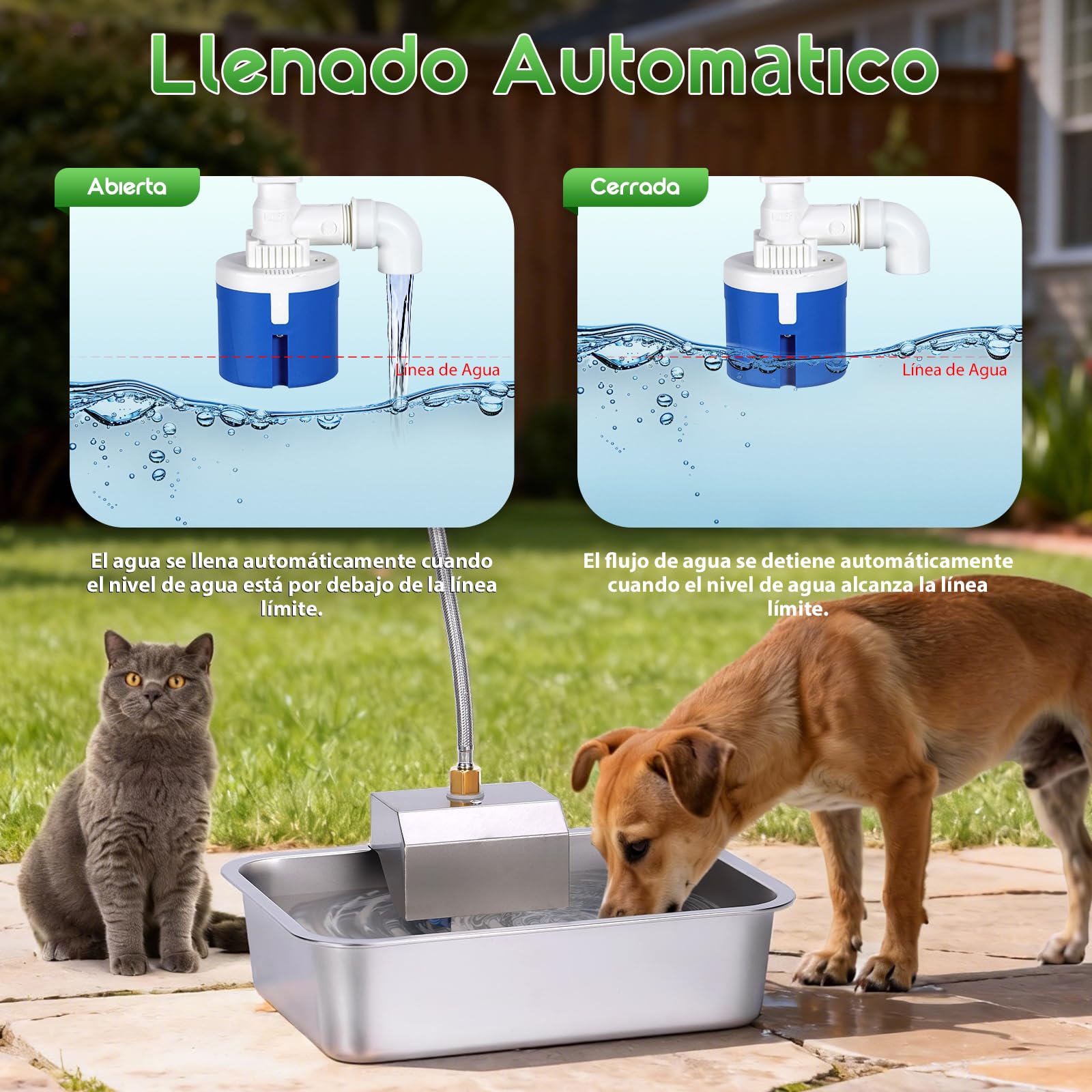 11L Bebedero Perro Acero Inoxidable,Bebederos Automaticos para can,Abrevadero con Soporte con VáLvula de Flotador,Bebedero Perro Automatico Exterior,11 Litros Bebedouro Cachorro Pequeño