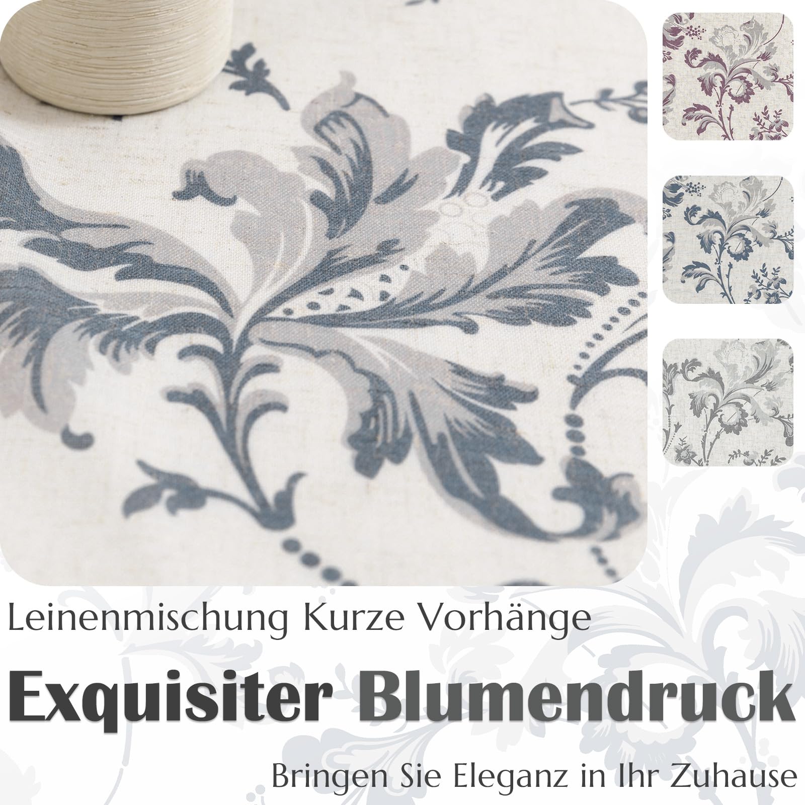 TOPICK Vitrage keuken, beige, kanten rand, linnen, bistrogordijn met trekkoord, volant voor caravans, kinderkamer, landhuisstijl, shabby chic
