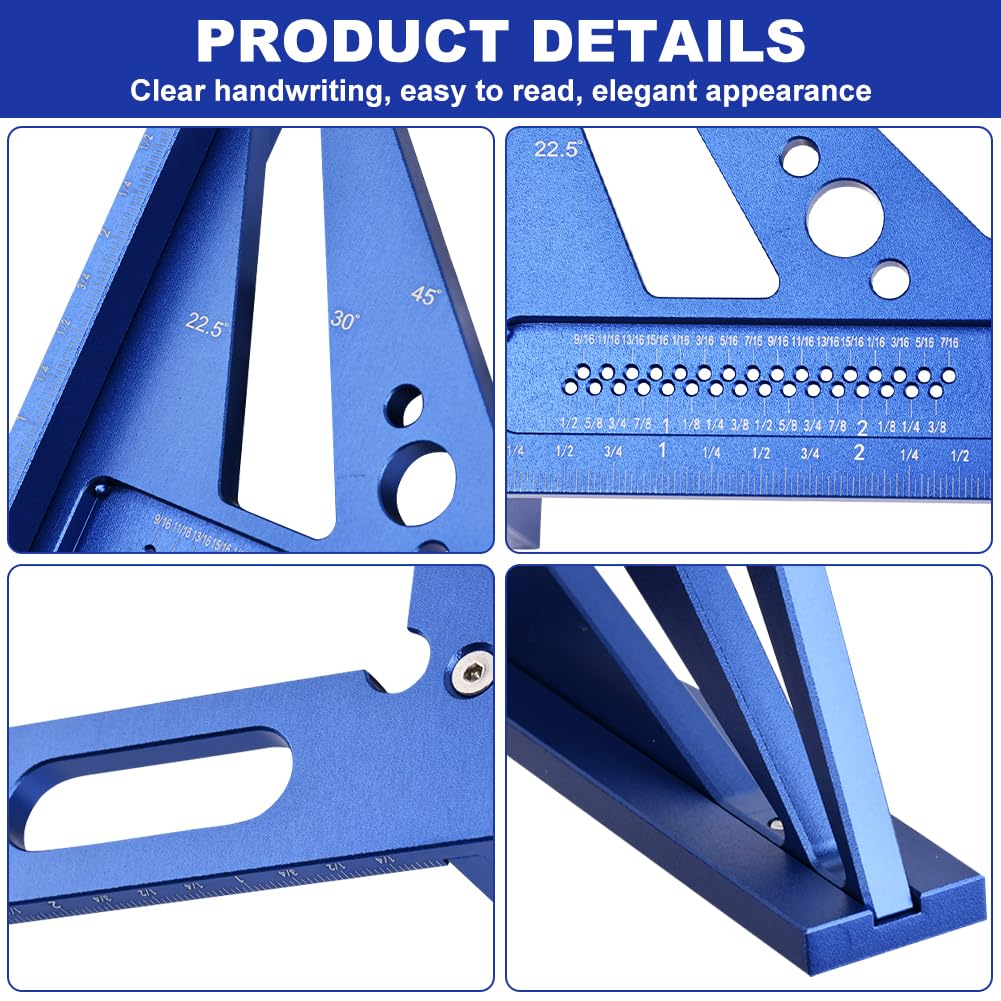 3D Multi Angle Measuring Ruler, Aluminum Alloy Versatile Square 