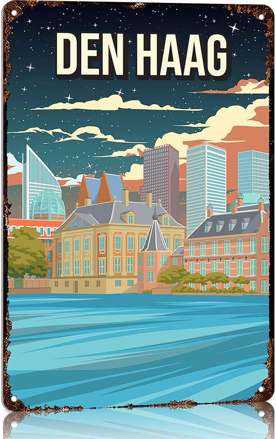 Den Haag Cityscape Travel Metal Sign 8 x 12 Inch