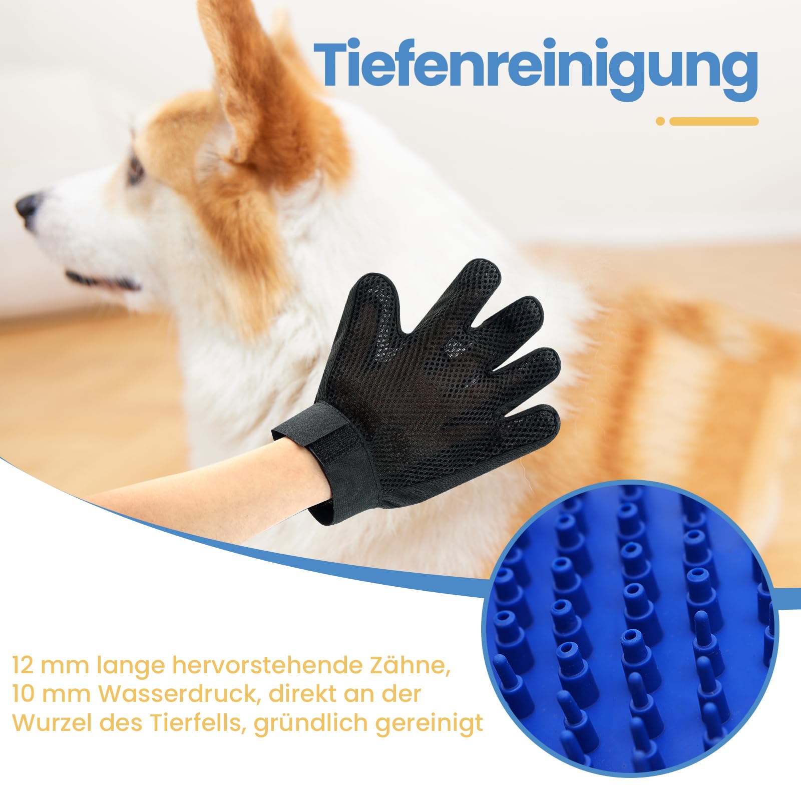 4 in 1 Hundebadbürste, Haustier Duschkopf, Hunde Badebürste mit 2.1 Meters PVC Schlauch und 3 Schlauchadapter, Hundebürsten für Schrubben, Massieren und Pflegen