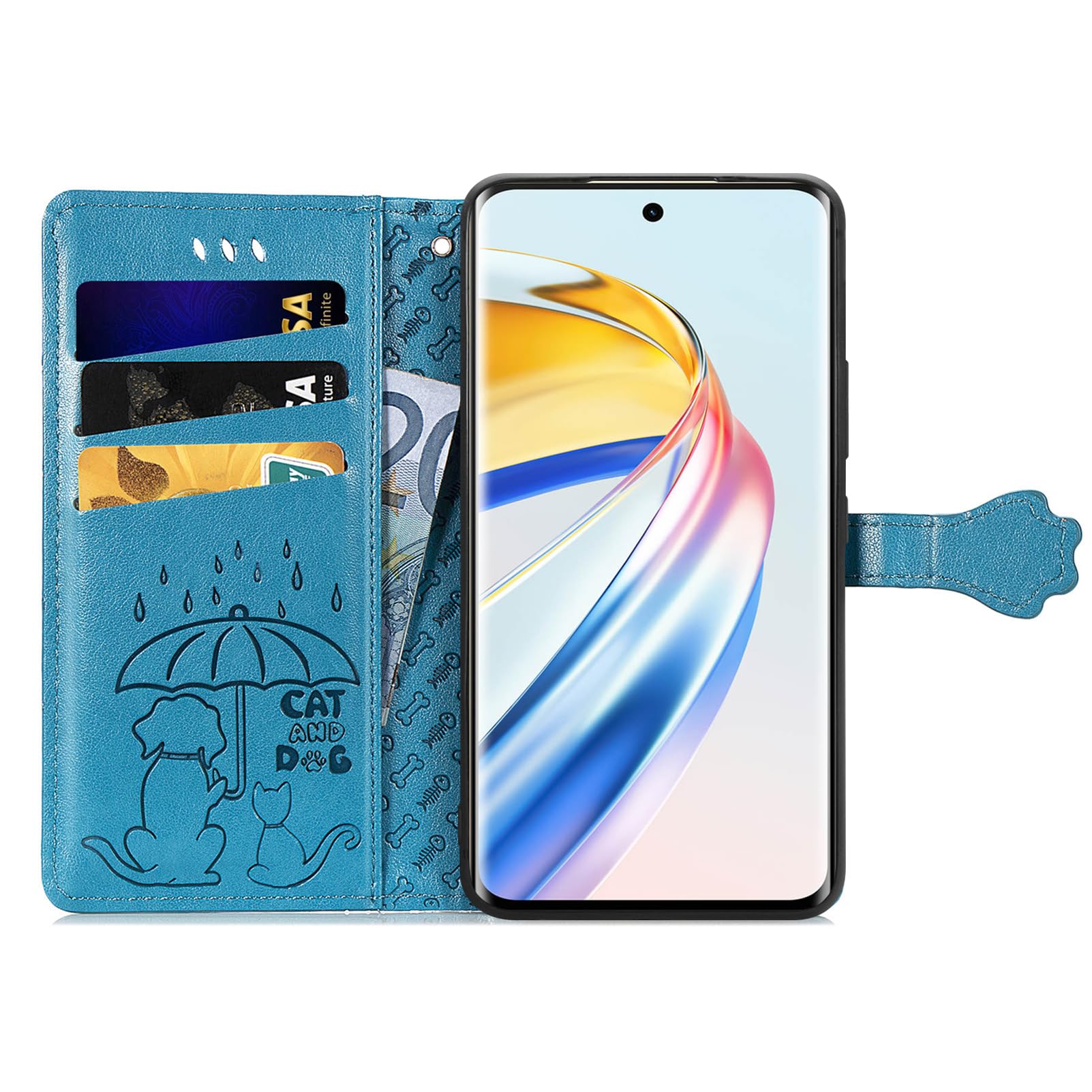 JIUNINE Cover per Honor Magic6 Lite 5G, Custodia Portafoglio Libro in Pelle Sintetica Antiurto Cover Flip Case con Slot per Schede, Fibbia Magnetica Compatibile con Honor Magic 6 Lite 5G, Nero