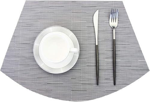 Miniatura 3 de PIGCHCY Juego de 4 manteles individuales en forma de cuña para mesa de comedor, tejido cruzado, lavables, resistentes al calor, manteles