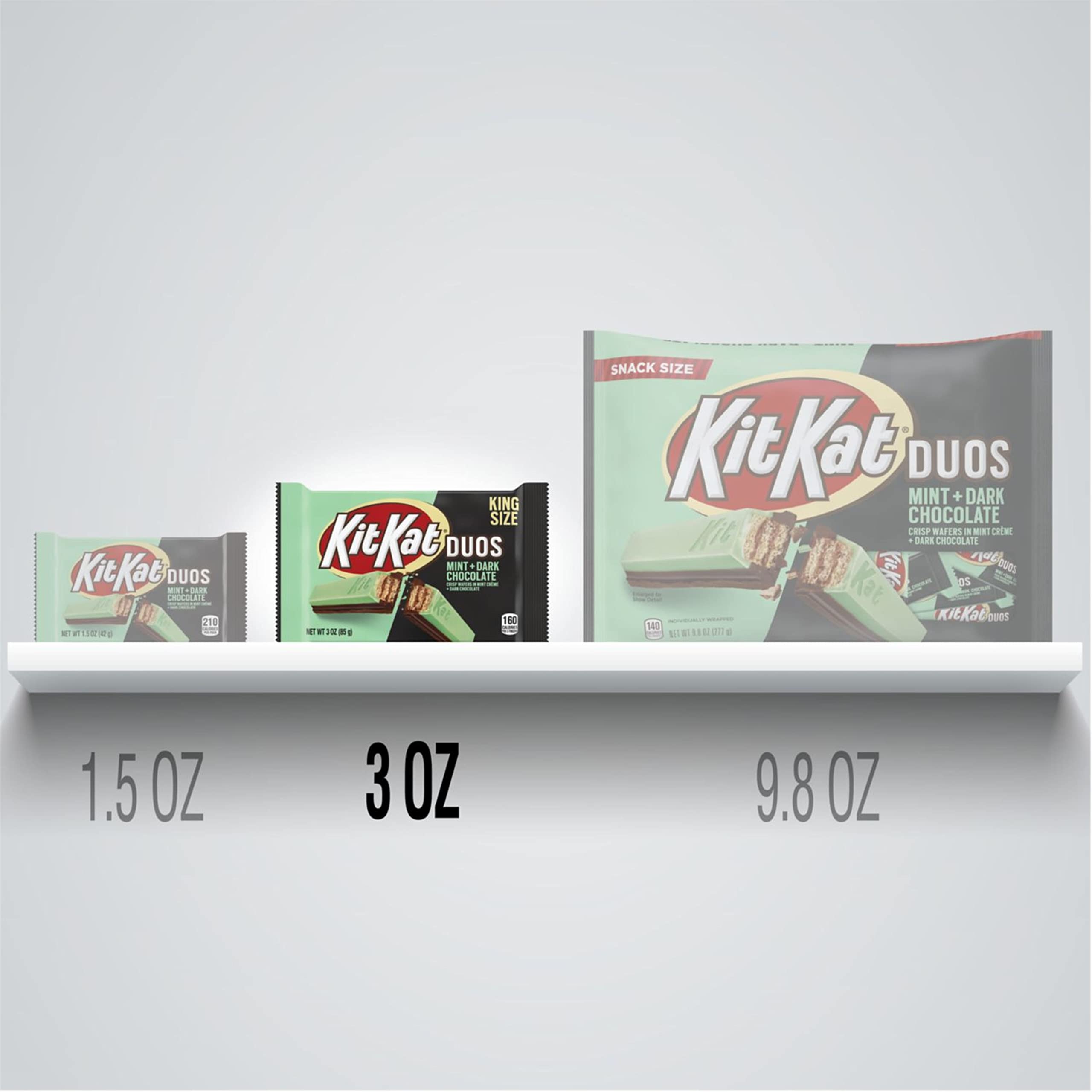 KIT KAT DUOS Mint and Dark Chocolate King Size Wafer Candy, 3 oz Bar