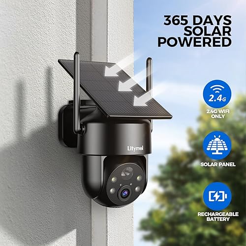 Miniatura 3 de Cámaras solares de seguridad 2K, visión 360, inalámbricaspara exterioresvisión nocturna a color, detección de IA, audio de 2 vías, alarma de sirena,