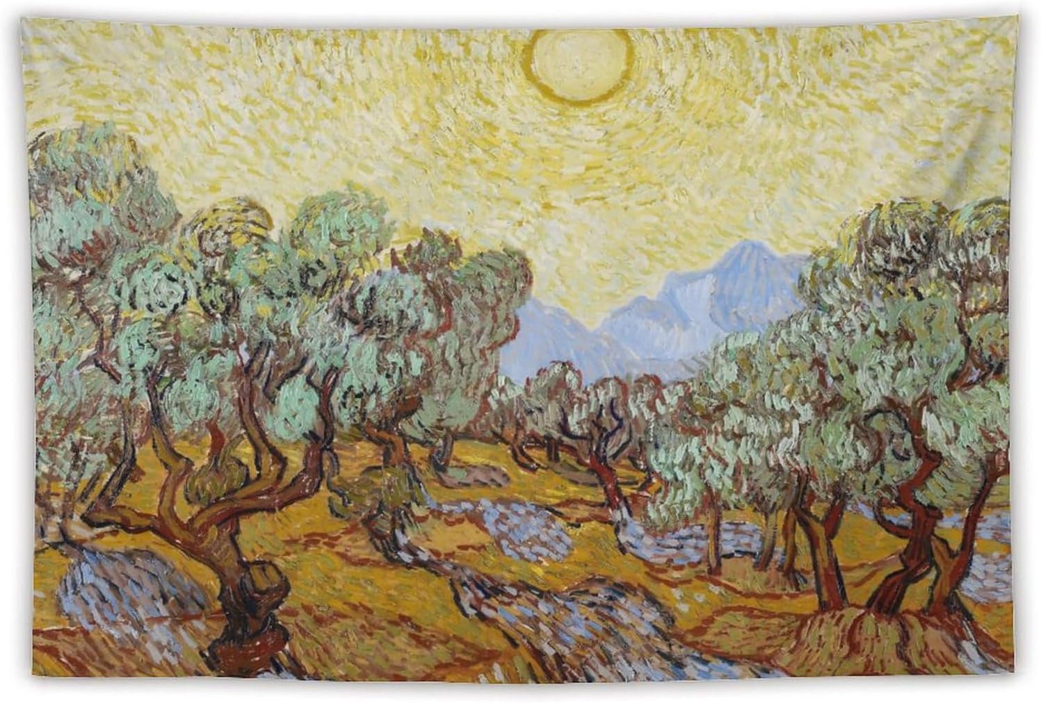 Van Gogh Olive Trees Tapestry Wall Hanging, Vintage Art Wall Decor for Bedroom, Dorm, Living Room, Aesthetic Polyester Tapestry with Hanging Accessories, 60x90 Inch