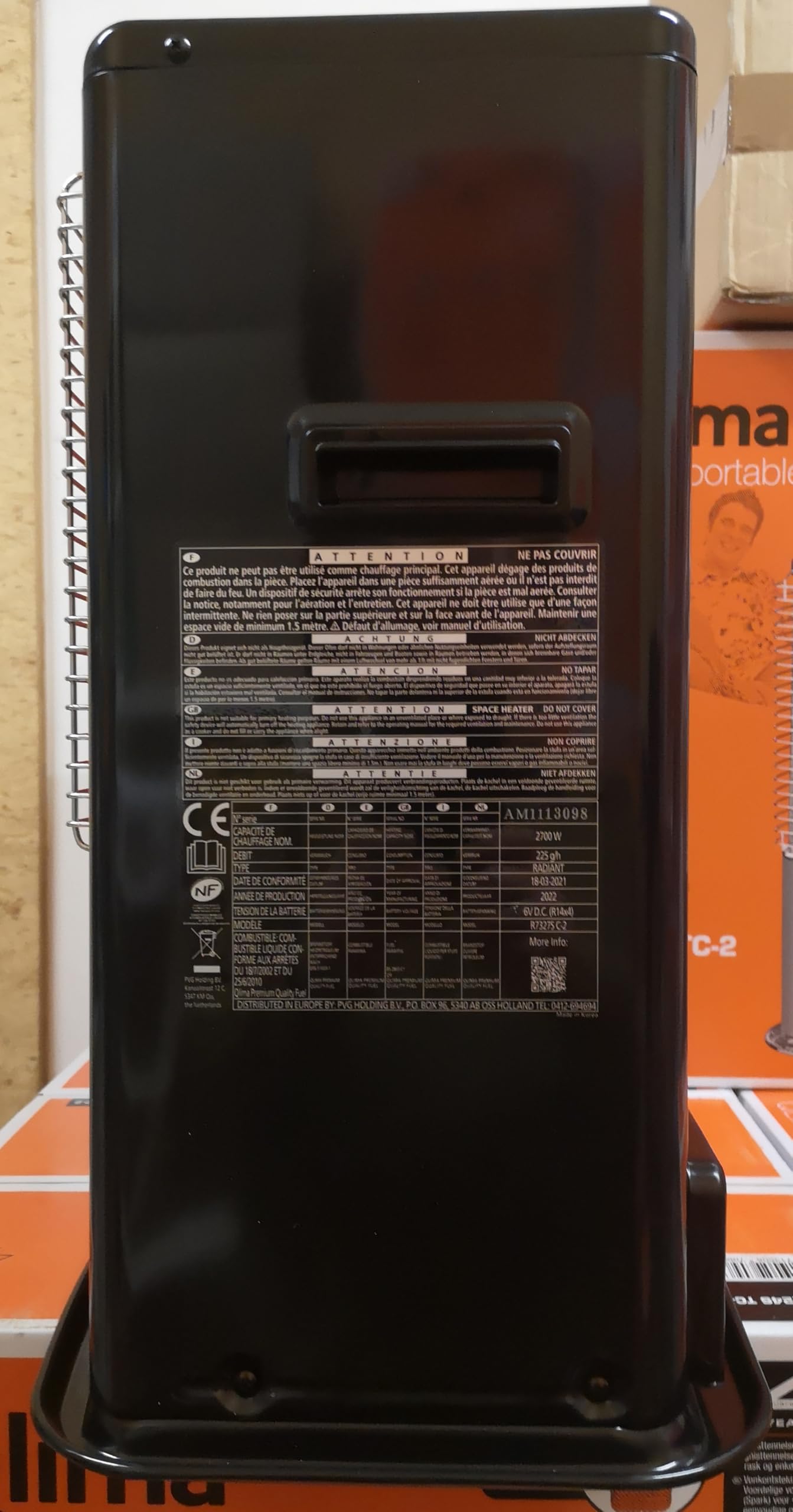 QLIMA R7224-SC - 2400 watts - Poele a pétrole a meche - jusqu'a 85 m3 - Detecteur CO² - Réservoir 4,2 litres