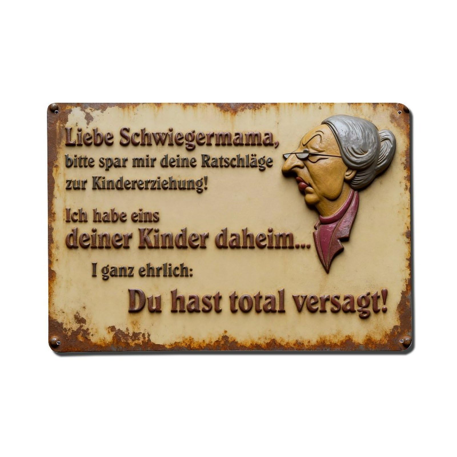 Cartoon Woman With Glasses And Hat Metal Tin Sign Plaque