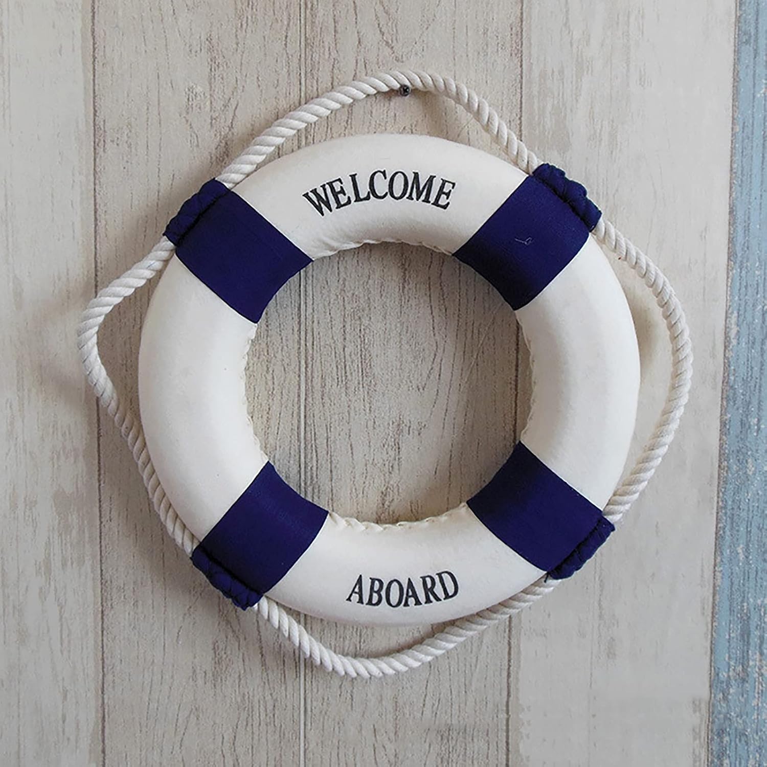 Gaone Mediterranean Style Lifebuoy Home Decor, Background Mediterranean Wall Decoration Ornaments Swim Ring Bar Window Wall Pendant Decoration,Blue,50CM
