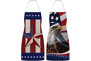 Whaline Patriotic Aprons 4th of July Chef Cooking Aprons with American Flag