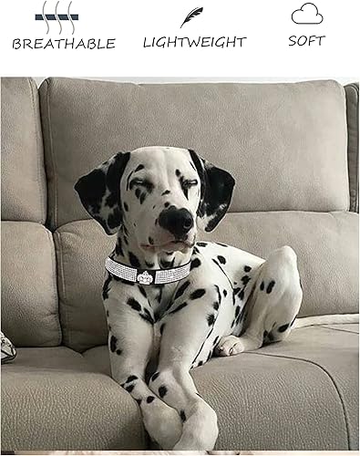 Miniatura 4 de Collar de perro para perros pequeños, collares de cuero ajustables para perros, collar de perro rosa, collar de perro con diamantes de imitación