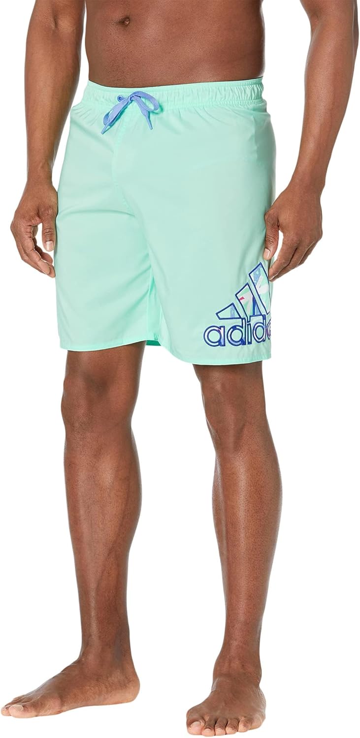 adidas Mens Flor Logo Clx Swim Short Trunks Casual Swimwear Casual - Blue