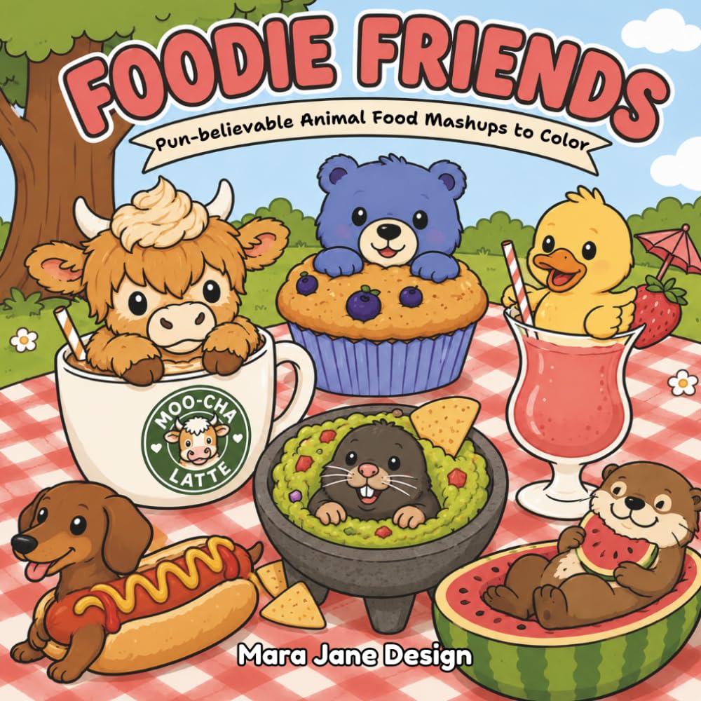 Foodie Friends: Bold & Easy Animal Food Mashups for Cozy Coloring