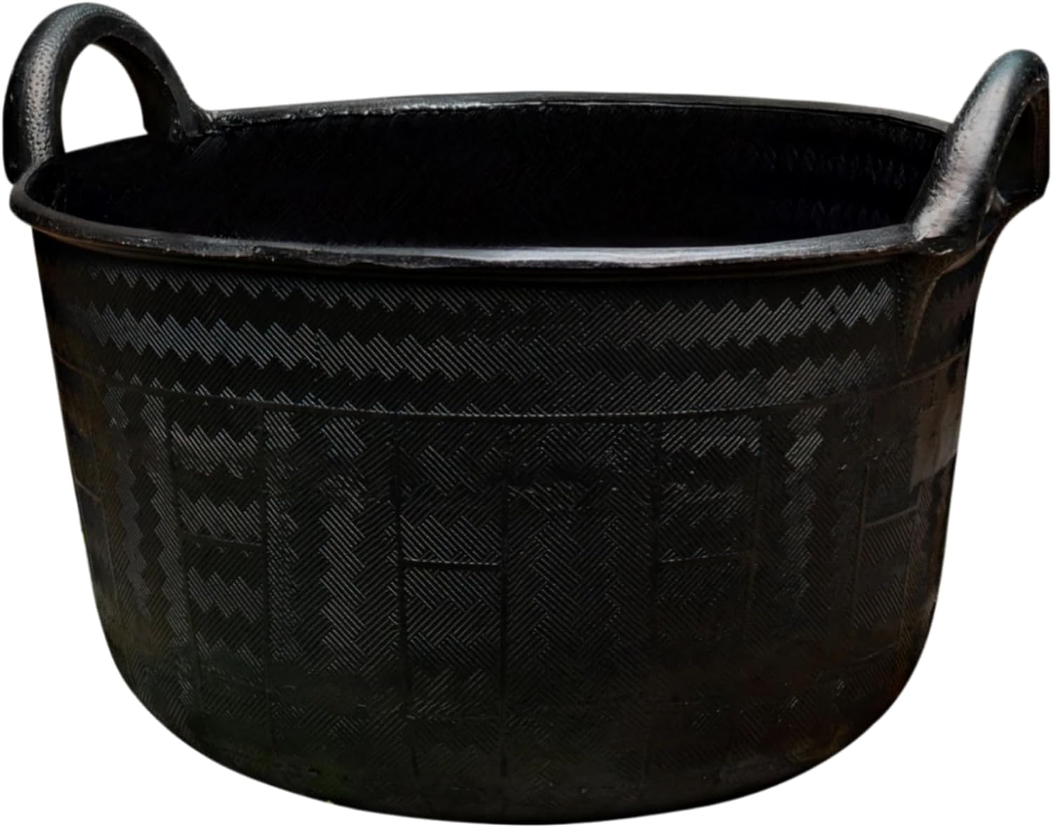 30L Rubber Utility Tub, 8 Gallon Heavy Duty Garden Bucket with Handles, Round Flexible Trug, 19.5 x 19.5 x 10.5 Inches, Black
