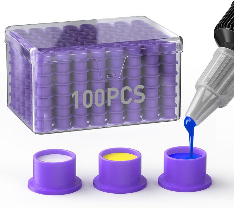 Copos para tinta de tatuagem Wormhole Tattoo de silicone com base, 100 unidades, 12 x 20 mm, roxo