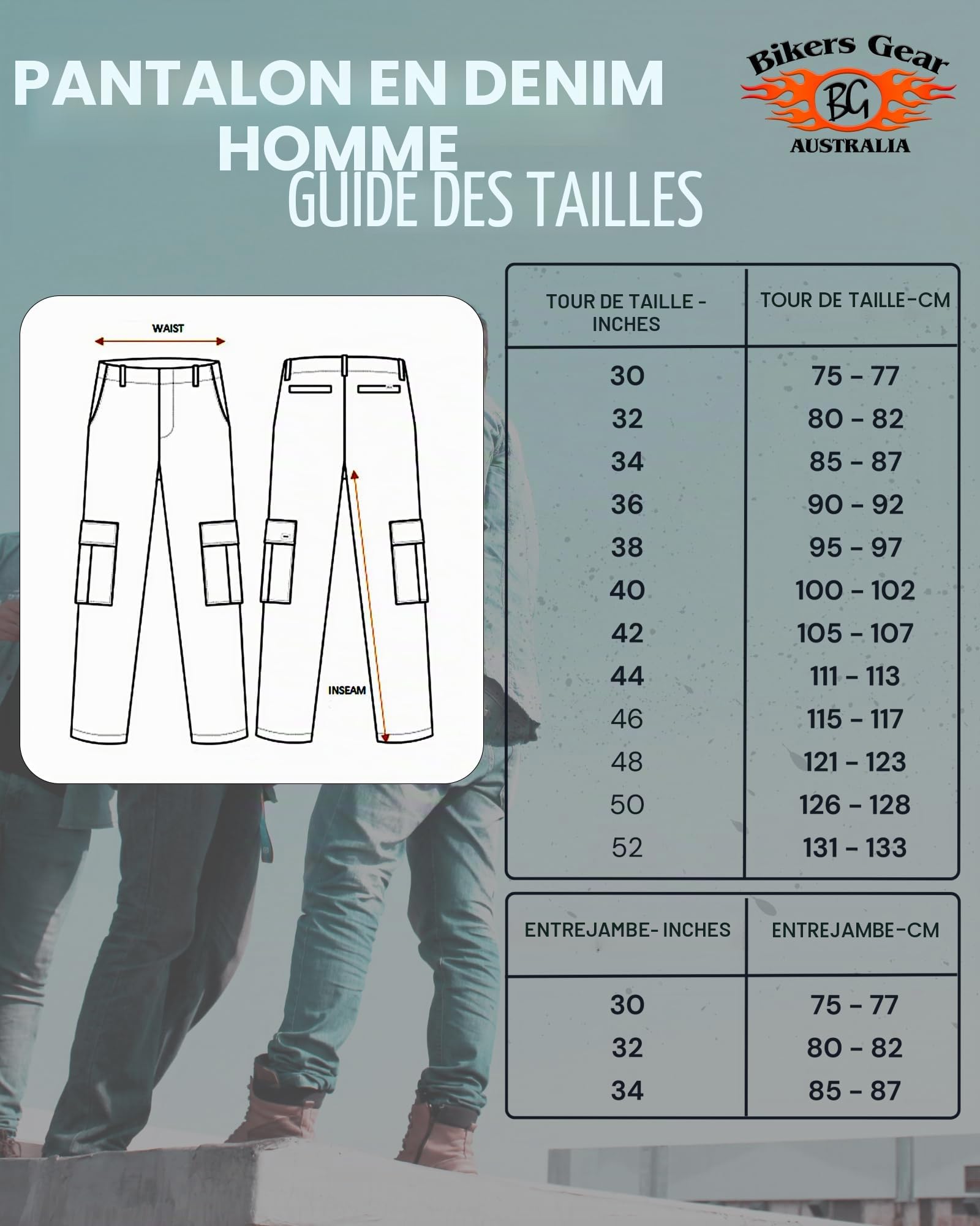 Bikers Gear Blue Stetch Jeans - Jean de Moto pour Homme avec Doublure en Kevlar et Protection CE Amovible Bleu délavé - Droit - Homme
