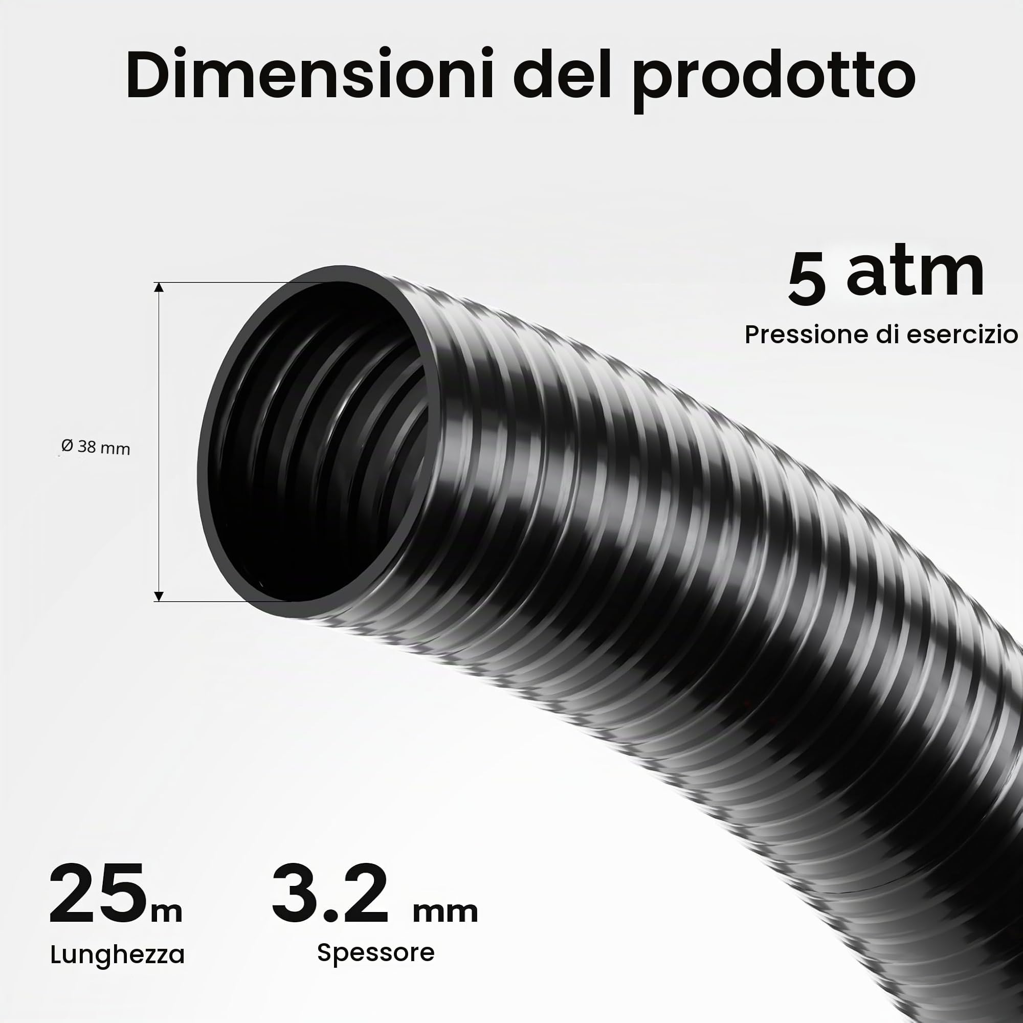Luisiana OM/I 25m Tubo flessibile Laghetto D38mm 420g/m pompa acqua